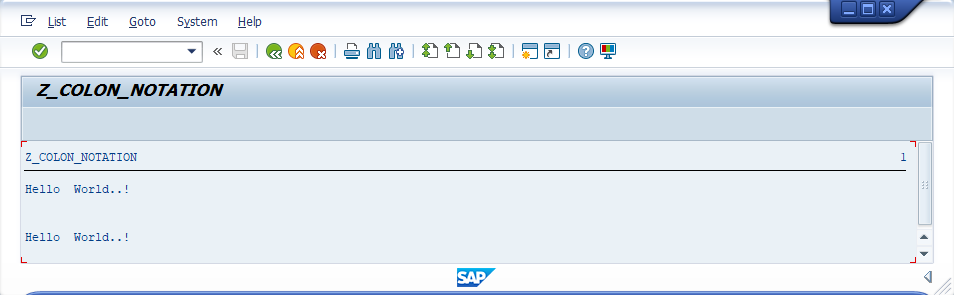 Chained statement example output