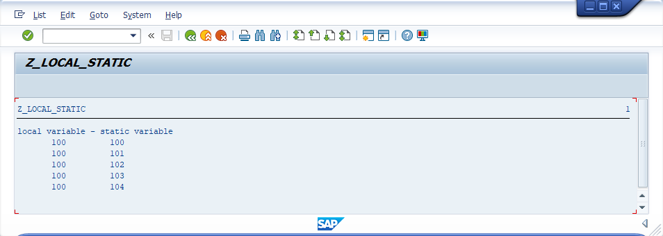 Local and Static Variable example Output