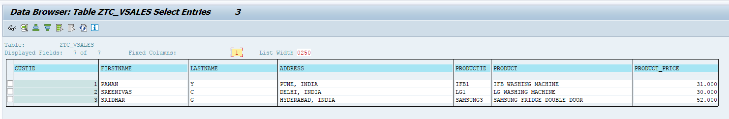 views in sap abap with example