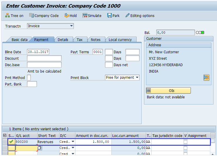 sap debit credit indicator