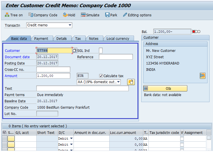 credit memo journal entry