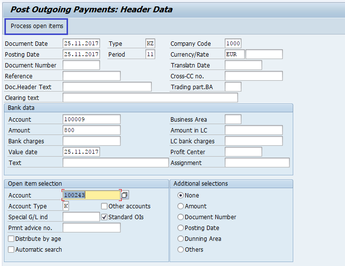 Post Outgoing Vendor Payment