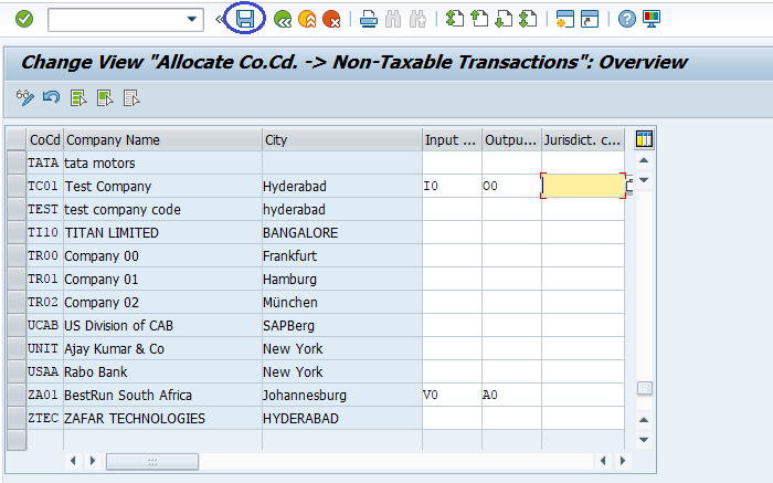 Assign Tax code to Non taxable transactions