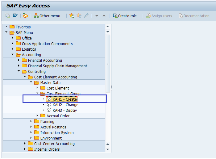 SAP FICO Cost Center Group