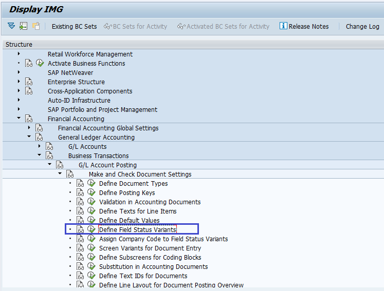 Field Status Variant and Field Status Group