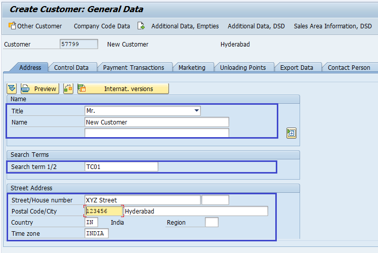 Create Customer Master Data