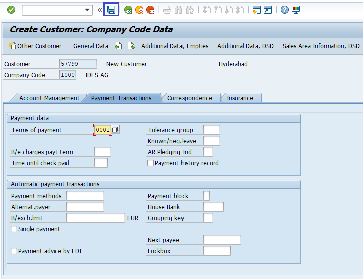 Create Customer Master Data