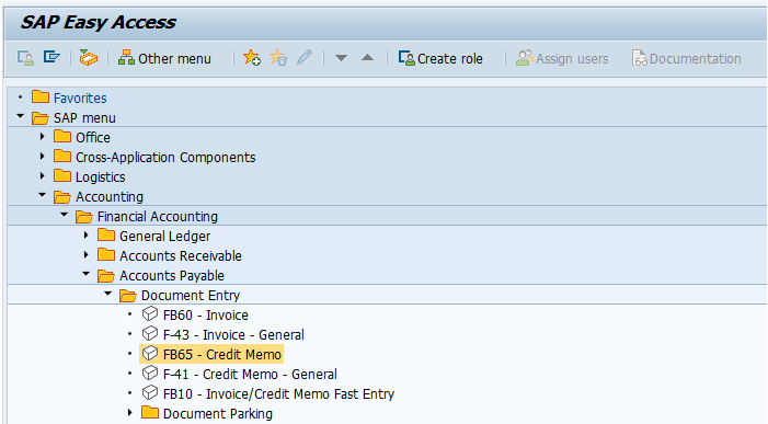 Credit Memo for Purchases Returns