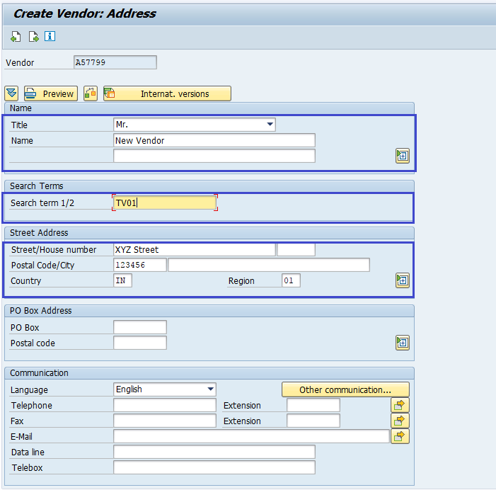 Create Vendor Master Data