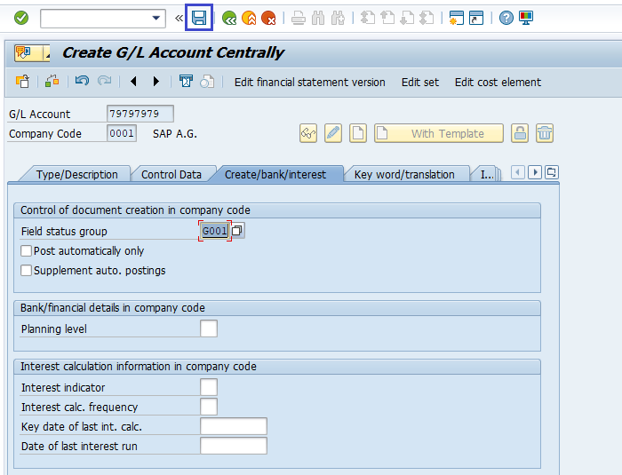 bank account general ledger