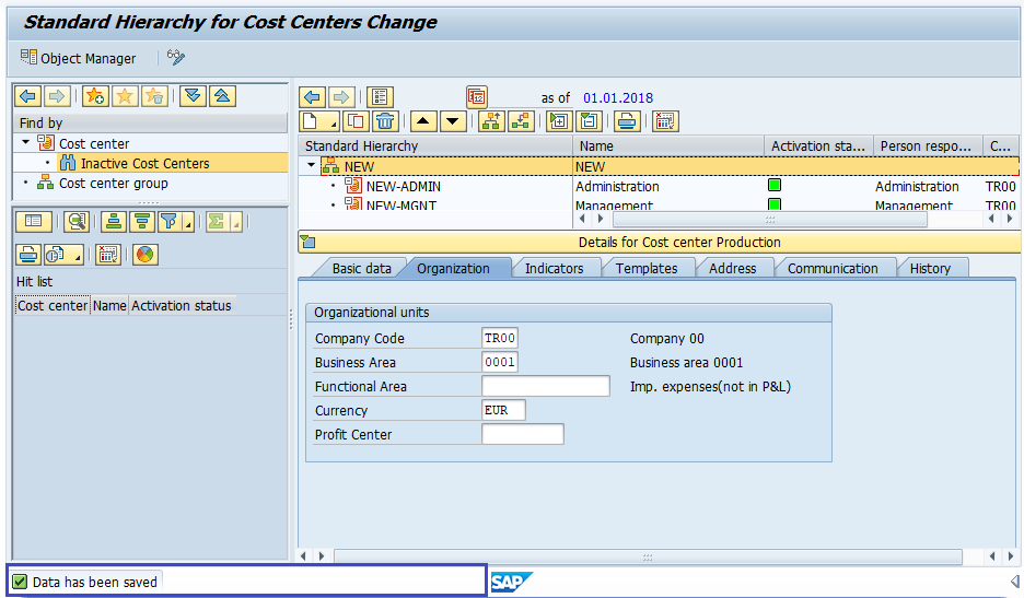 SAP FICO Cost Center Hierarchy