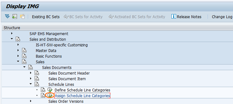 Assign schedule line categories