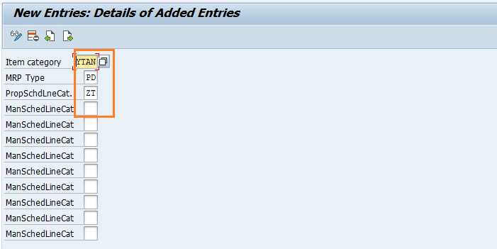 Assign schedule line categories