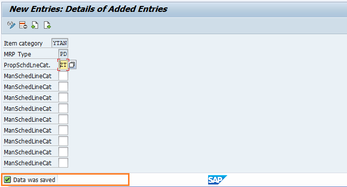 Assign schedule line categories