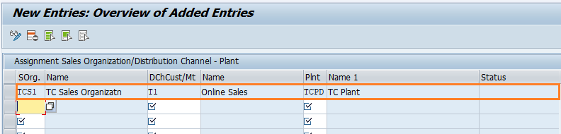 Assign Sales Organization Distribution Channel to Plant