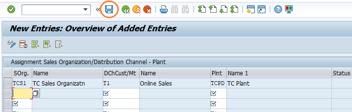 Assign Sales Organization Distribution Channel to Plant