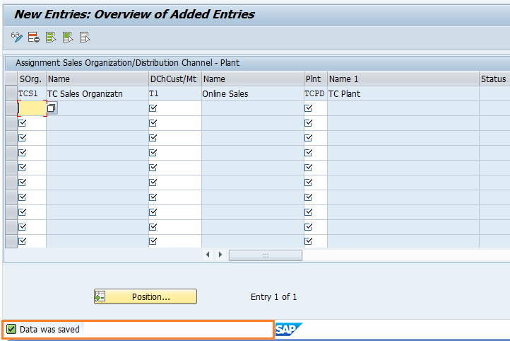 Assign Sales Organization Distribution Channel to Plant