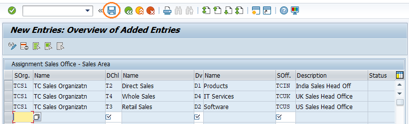 Assign sales office to sales area