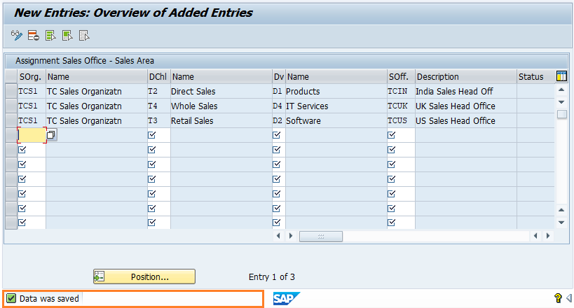 Assign sales office to sales area