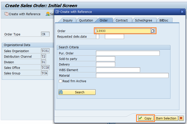 SAP SD Create Credit Memo