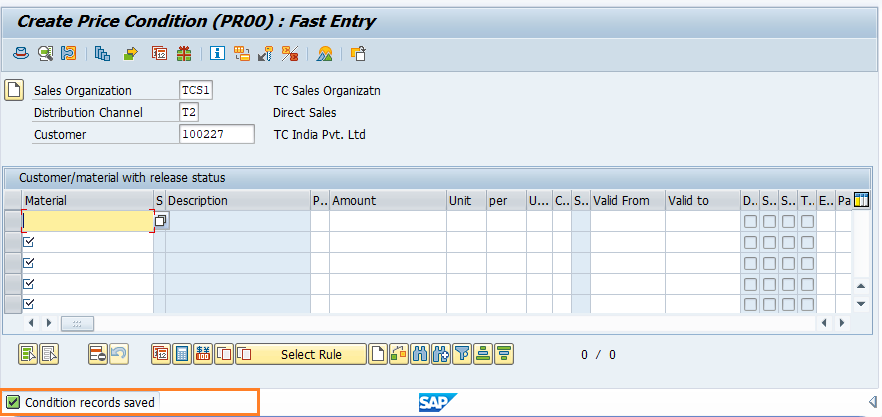 SAP SD Define condition records