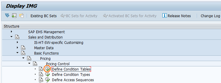 Define condition tables