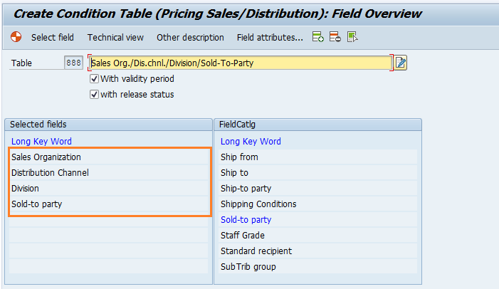 Define condition tables