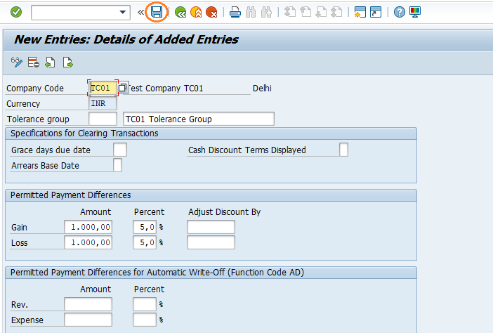 Define tolerance group for customers