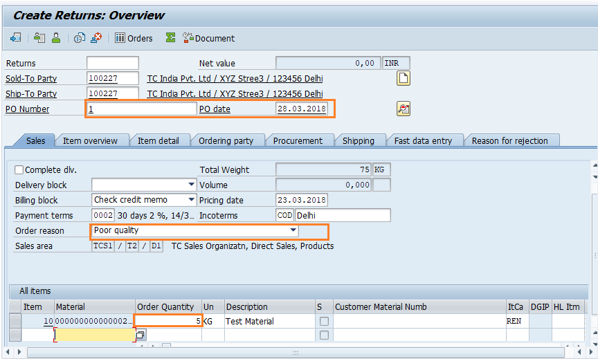 Create Return Request