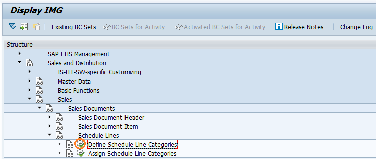 Define schedule line categories