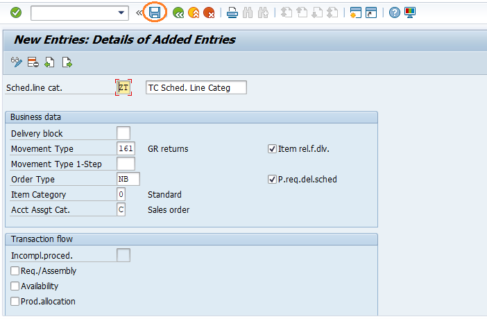 Define schedule line categories