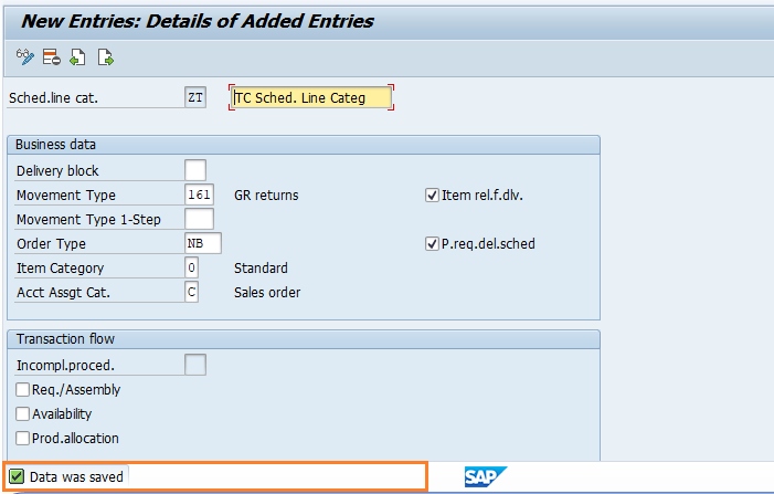 Define schedule line categories