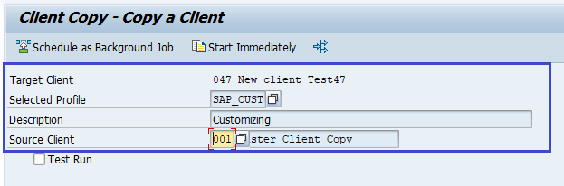 Copy client sap job