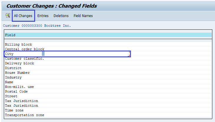 Display Customer Master Data Changes