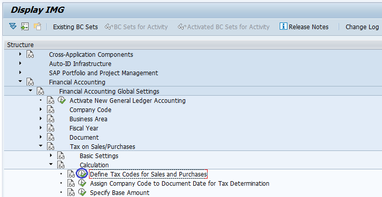 Maintain Tax codes for Sales and Purchases