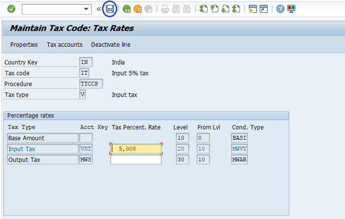 Maintain Tax codes for Sales and Purchases