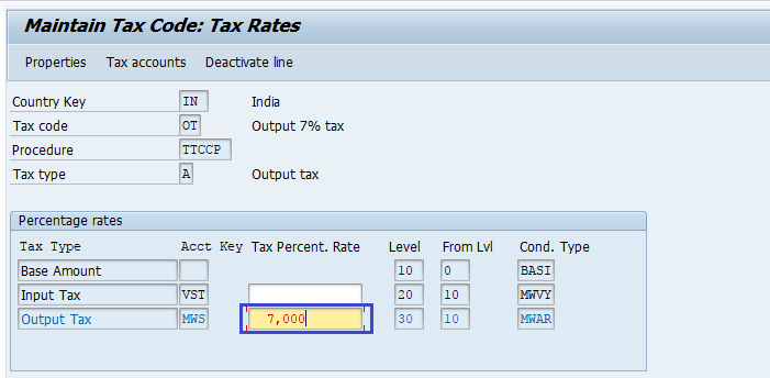 Maintain Tax codes for Sales and Purchases