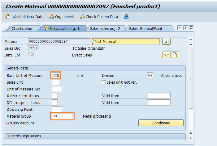 Create Material Master Data