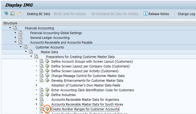 Define number ranges for Customer Account Group