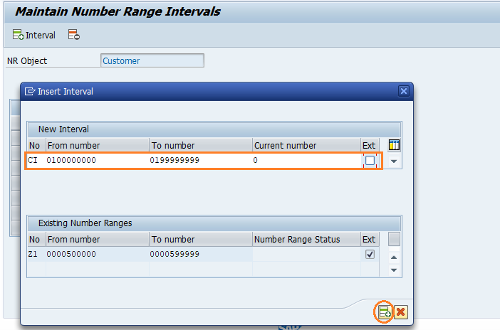 Define number ranges for Customer Account Group