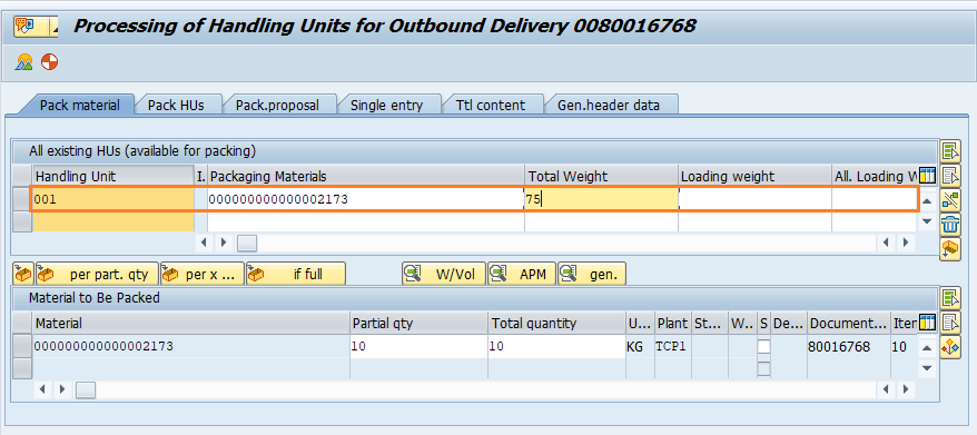 Create packing Request